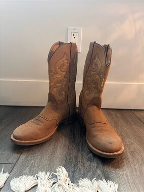 Men's Brown Leather Cowboy Boots - Old West
